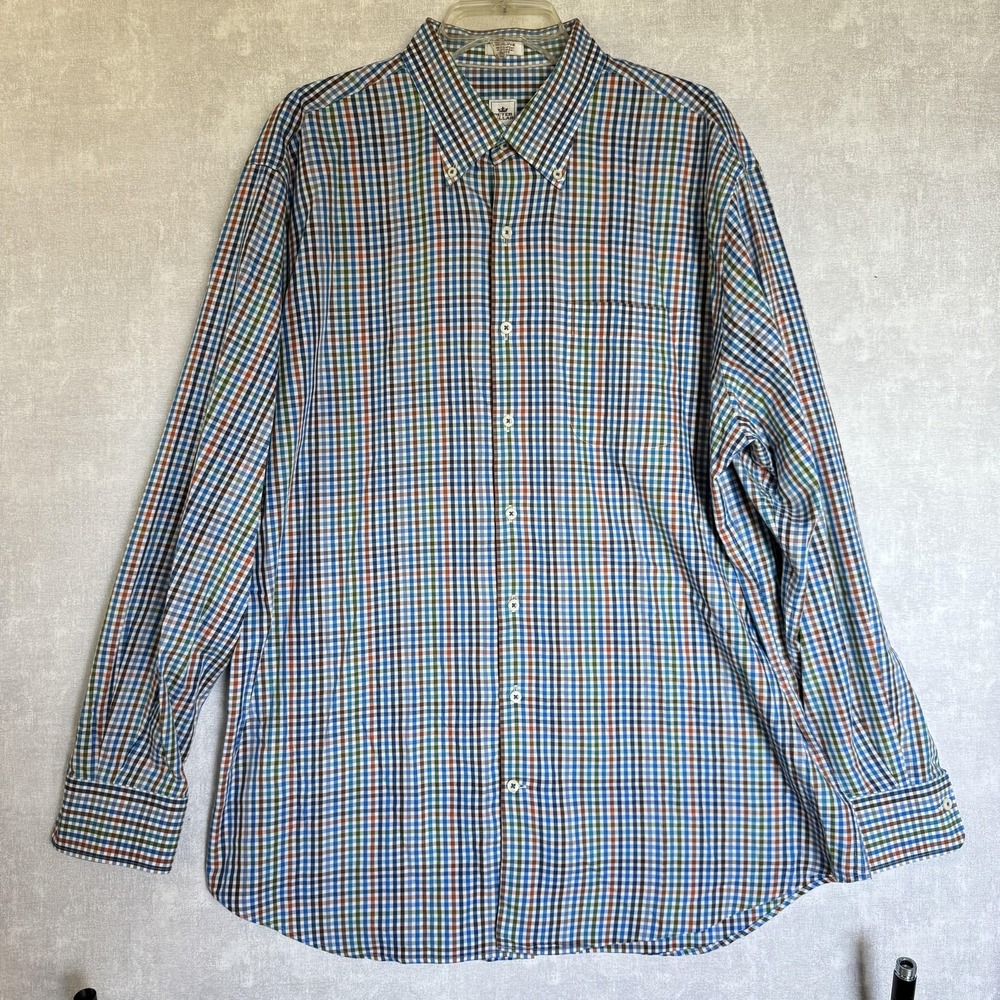 Peter Millar Shirt Mens Extra Large Gingham Plaid Button Down Cotton Long Sleeve
